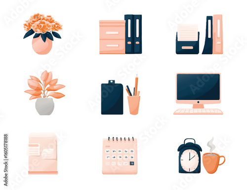 Office Essentials and Decorative Items in a Minimalist Arrangement for Productive Workspace Inspiration