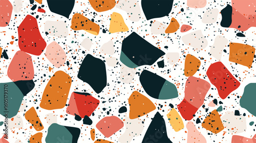 Elegant Colorful Terrazzo Pattern Design with Simple Lines