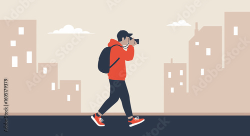 Photographer Exploring The City Capturing Moments With Camera