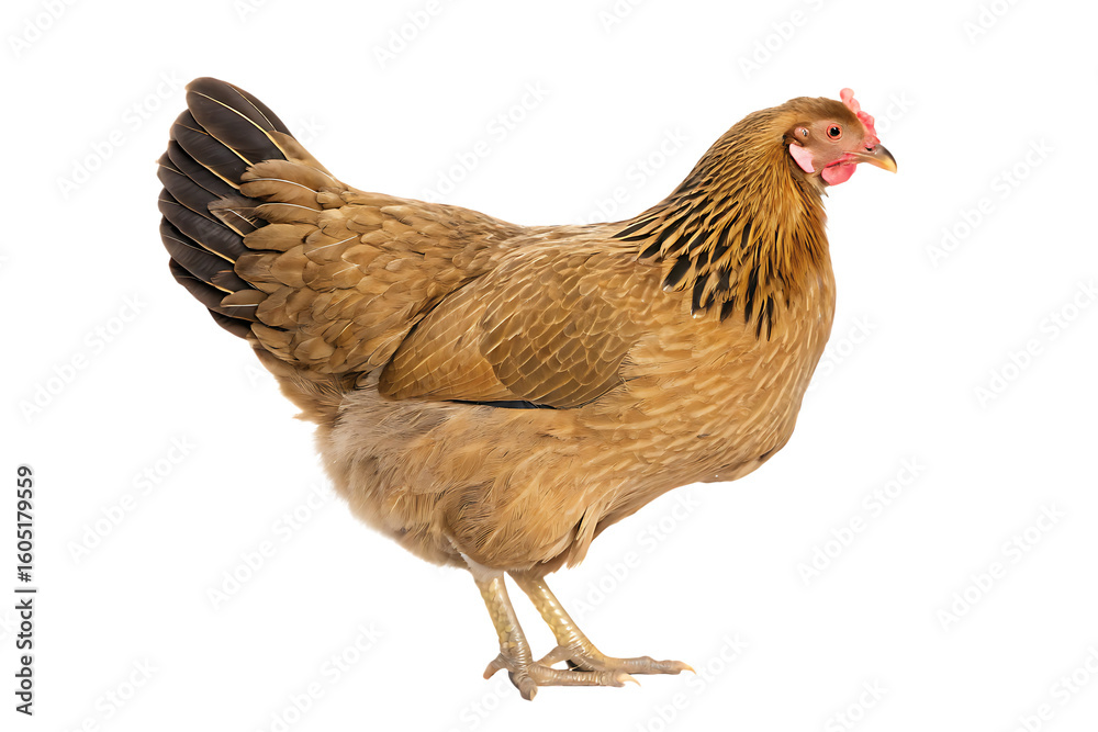 Fototapeta premium red adult hen isolated on white background, png, ai generated.