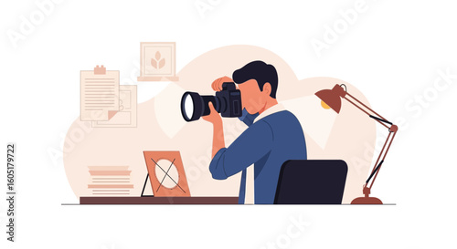 Photographer In Studio Capturing Images For Online Content Creation