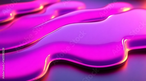 Abstract, flowing shapes of vibrant purple liquid