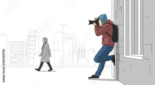 Photographer Stealthily Snaps Picture Of Woman Walking Along A City Street
