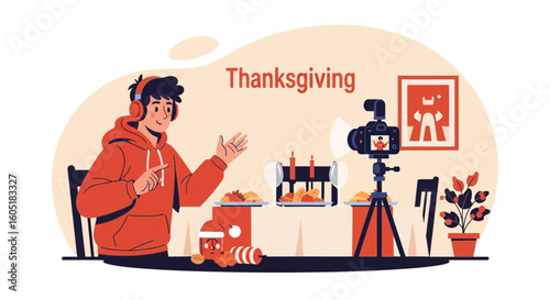 Thanksgiving Blogger Live Streaming Festive Dinner Preparation At Home