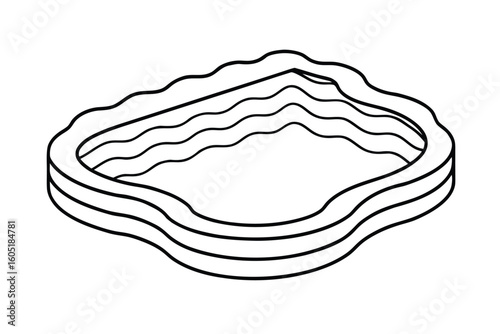 Water Pool With Curved Shorelines Drawn In Thin Line