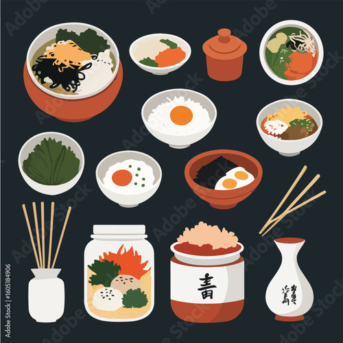 Korean Food Kimchi Icon set