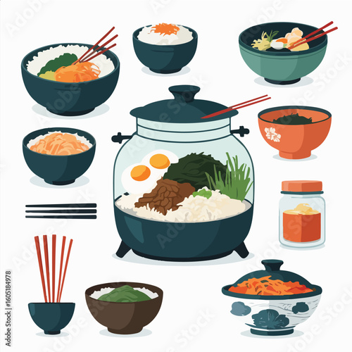 Korean Food Kimchi  Vector set