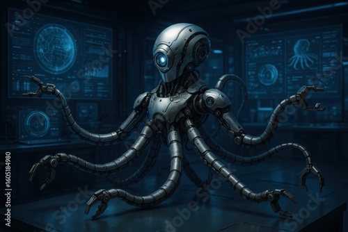 Innovative AI-powered octopus-inspired robotic system with flexible tentacle manipulators for advanced research applications