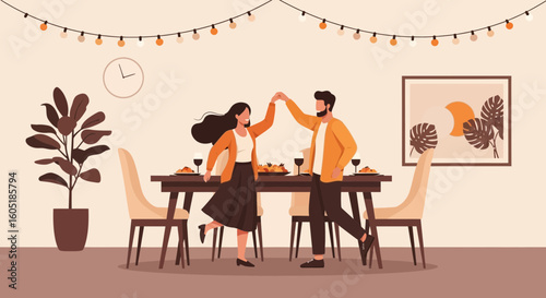 Romantic Evening At Home With Dinner And Dancing In A Cozy Setting