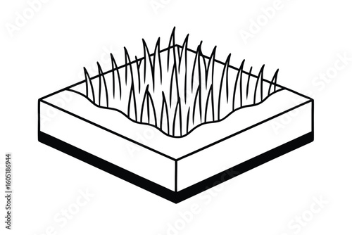 Grass Platform With Segmented Layers And Flat Water