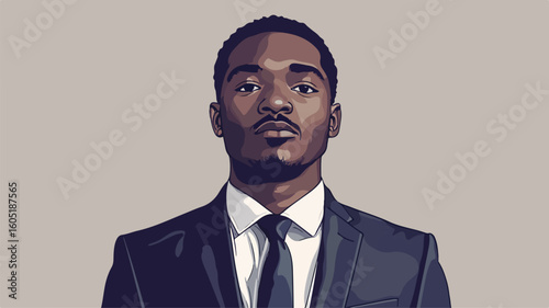 Elegant African American Man in Suit and Tie