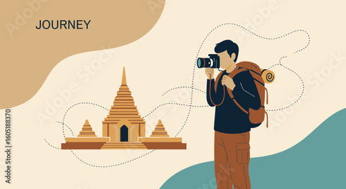 Traveling Photographer Capturing The Wonders of Asian Temples on a Journey