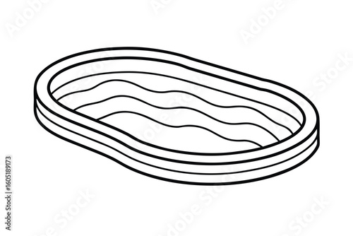 Water Pool With Curved Shorelines Drawn In Thin Line