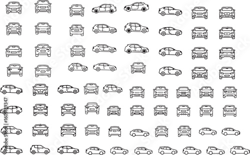 Wallpaper Mural Collection of hand drawn vehicle silhouettes isolated on transparent background Torontodigital.ca