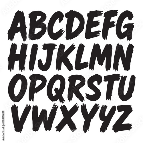 Bold Brushstroke Alphabet Displaying a Hand Painted Style with Strong Textured Characters and Confident Strokes
