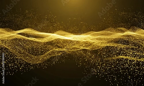 Abstract luxury shimmer particles flowing over a dark background. Golden glitter abstract background