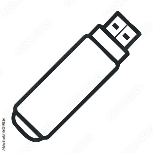 Usb flash drive vector illustration with cap and keyring loop. Vector illustration