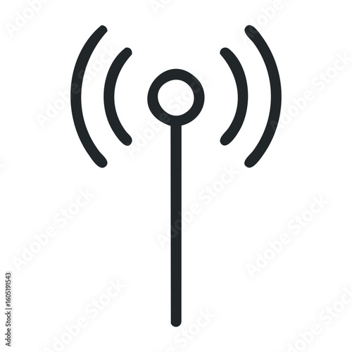 Black wireless signal icon with waves on white background. Vector illustration