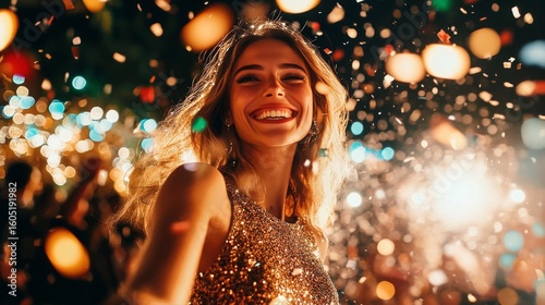Celebration of Joy and Laughter at a Vibrant Party With Confetti Dance.