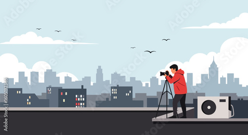 Urban Rooftop Photography Capturing Cityscapes On A Bright Day By An Amateur Photographer