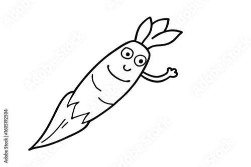 Vector Carrot Superhero Flying Through The Sky