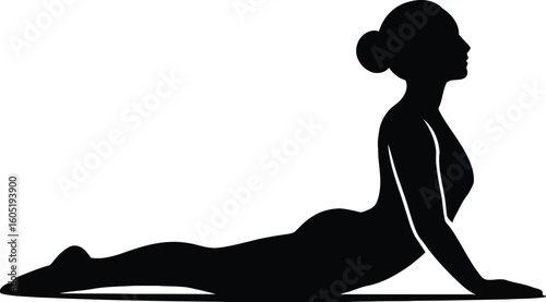 "Cobra Pose Yoga Silhouette – Backbend Asana in Minimalist Style"