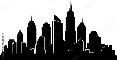 city skyline line art silhouette vector illustration