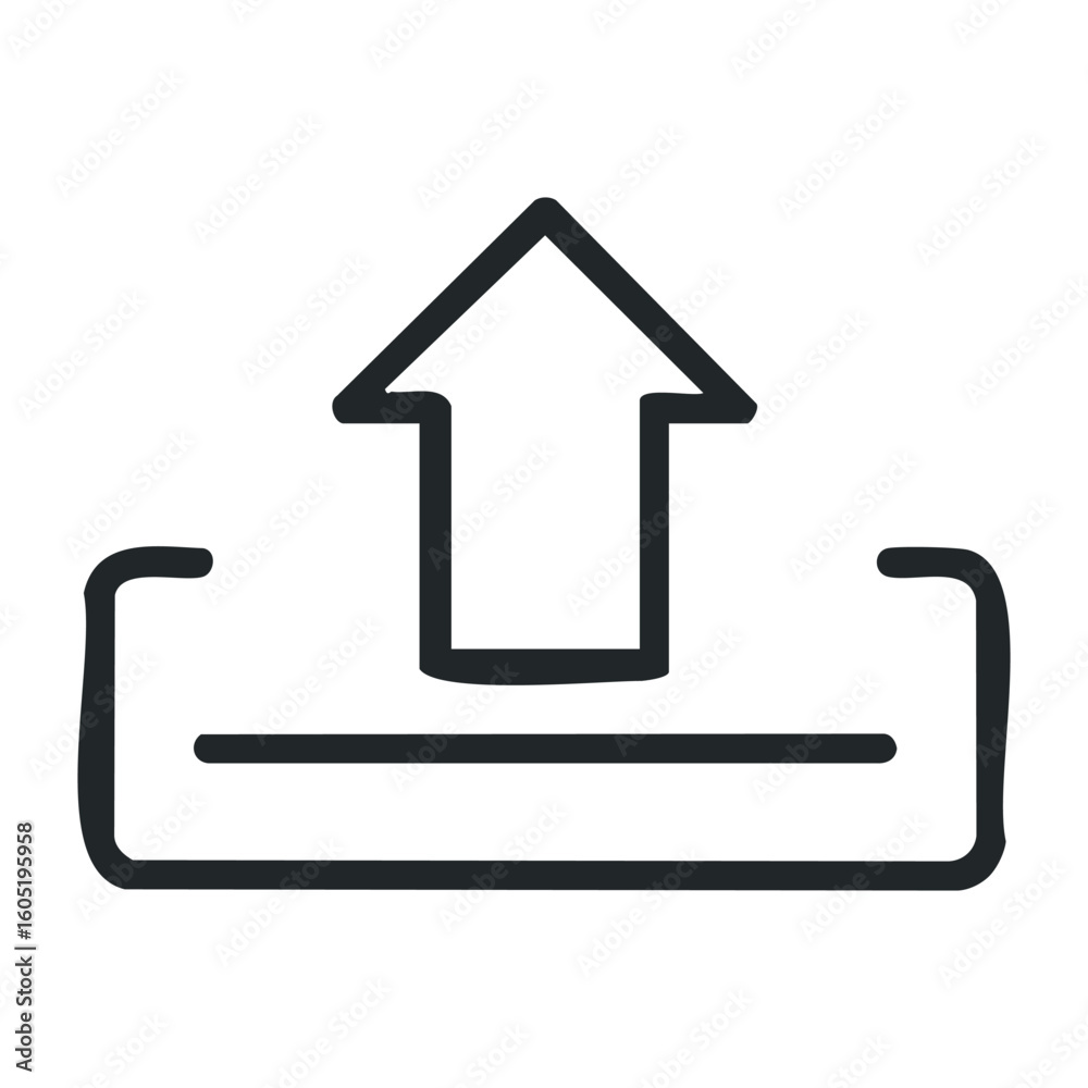 Upload arrow icon with outline style on white background. Vector illustration Upload arrow icon with outline style on white background. Vector illustration