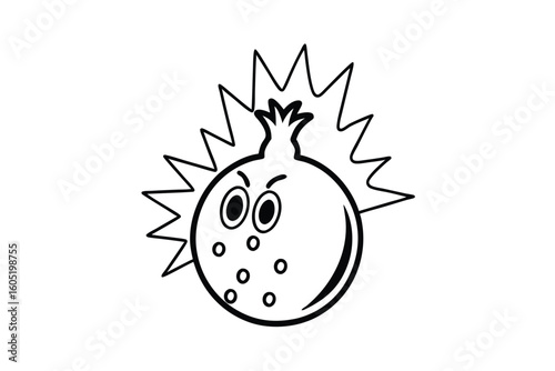 Pomegranate Character With Exploding Seeds