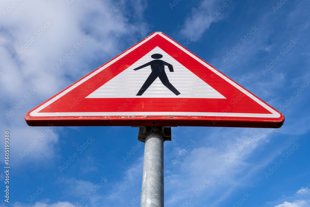 Dutch road sign: pedestrians crossing ahead Dutch road sign: pedestrians crossing ahead