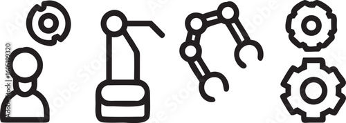 Five Stylized Line Art Icons of Different Musical Instruments symbol graphic