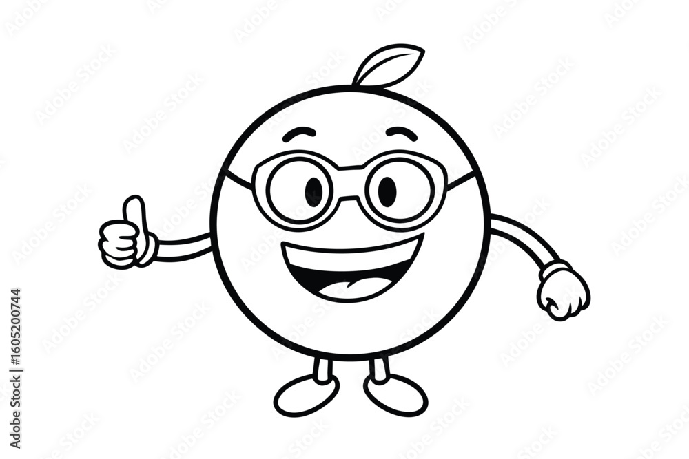 Obraz premium Smiling Orange Fruit Cartoon Mascot With Glasses