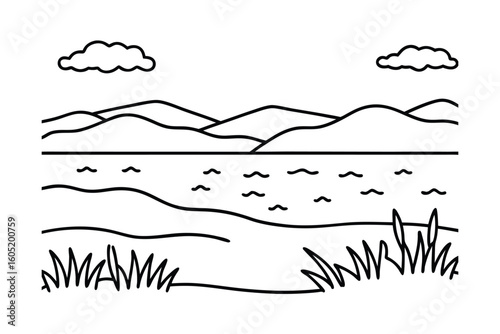 Simple Landscape With Flat Colors Grassland