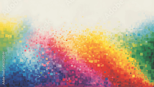 Abstract pixelated rainbow gradient with a soft artistic and modern aesthetic