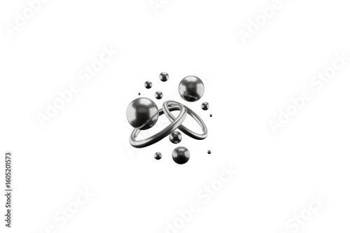 Futuristic Geometric Shapes PNG Set – Metallic Spheres & Chrome Rings – Isolated on Transparent Background PNG for Abstract & Tech Design

