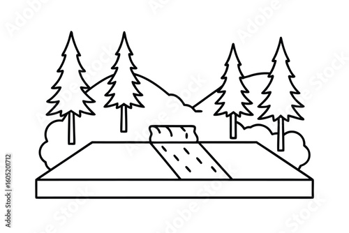 Forest Platform With Water Stream Running
