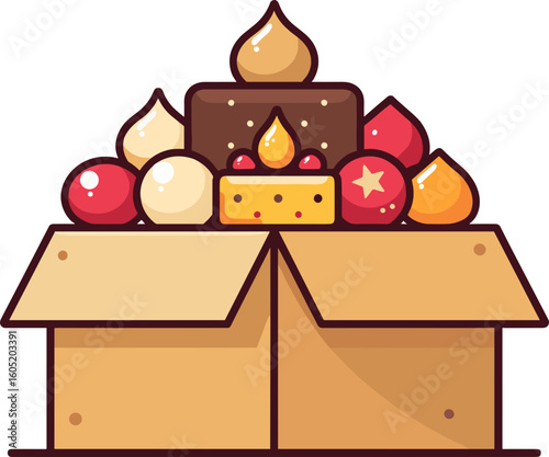 Box of assorted chocolates with candle on white background and copy space