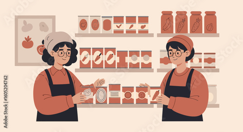Young Women Buying Organic Food In A Local Supermarket With Fresh Products