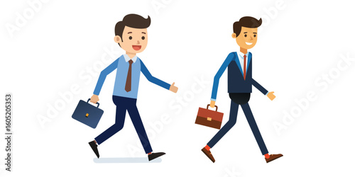 Confident CEO Character Walking with Briefcase Vector Illustration – Professional Business Leader, Corporate Style, Minimalist Pose, White Background – Ideal for Presentations and Branding