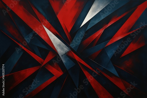 Wallpaper Mural Bold geometric abstract design with crimson red and navy blue angular shapes Torontodigital.ca