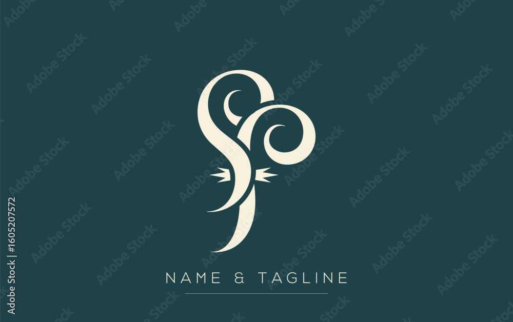 Fototapeta premium SF Elegant Monogram Logo Design Featuring Stylized Letters. A sophisticated monogram logo representation showcasing artistic typography with a modern design