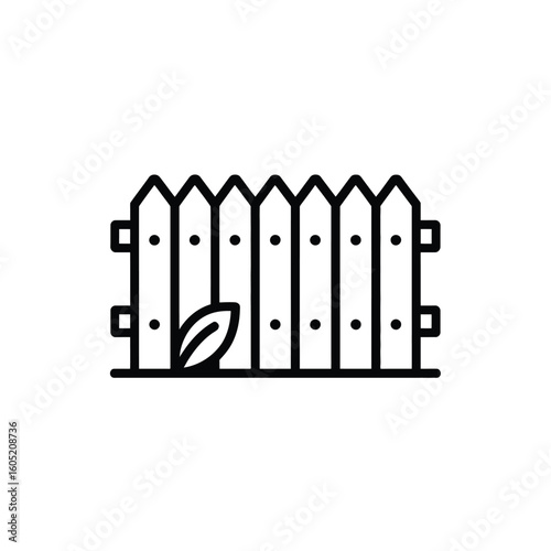 A Rustic Wooden Fence with a Touch of Nature's Greenery Simple and Modern Line Art