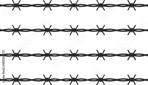 Repeating pattern barbed wire on a fence border