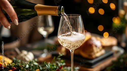 Pouring Red Wine Into a Glass During a Cozy Autumn Gathering With Candles and...
