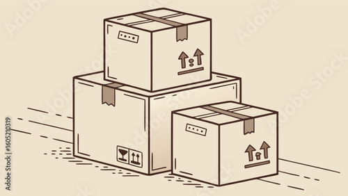 Cardboard boxes stacked delivery package shipping carton moving supplies storage containers packaging cargo