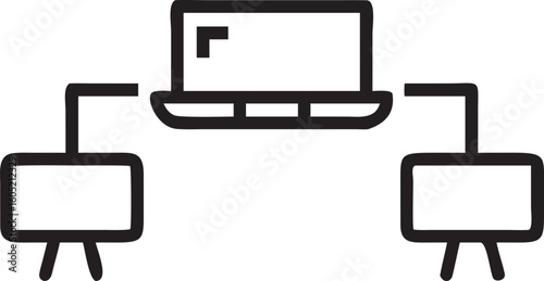Network Router and Connected Devices Silhouette with Transparent Background computer technology