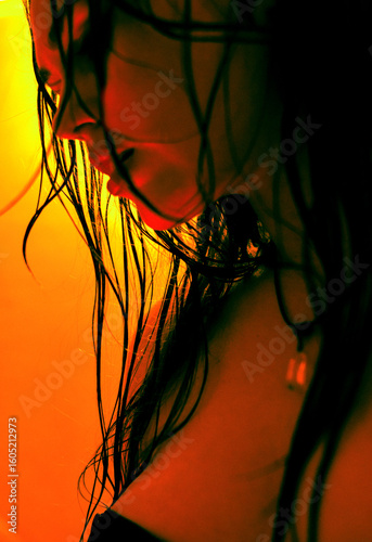 Dreamy Portrait in Orange--Red-Pink Glow