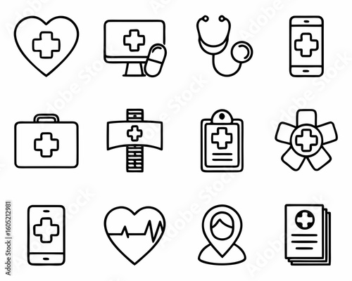 Healthcare & Telemedicine Icon Sheet