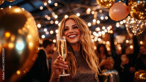 Celebrating New Years Eve With Friends in a Festive Atmosphere Filled With Li...