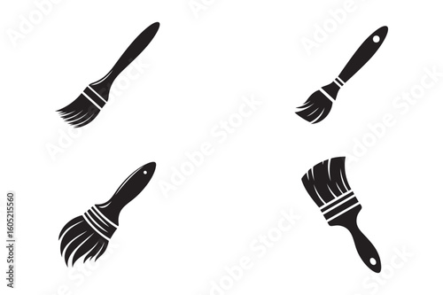 Paint Brush Silhouette Set Vector